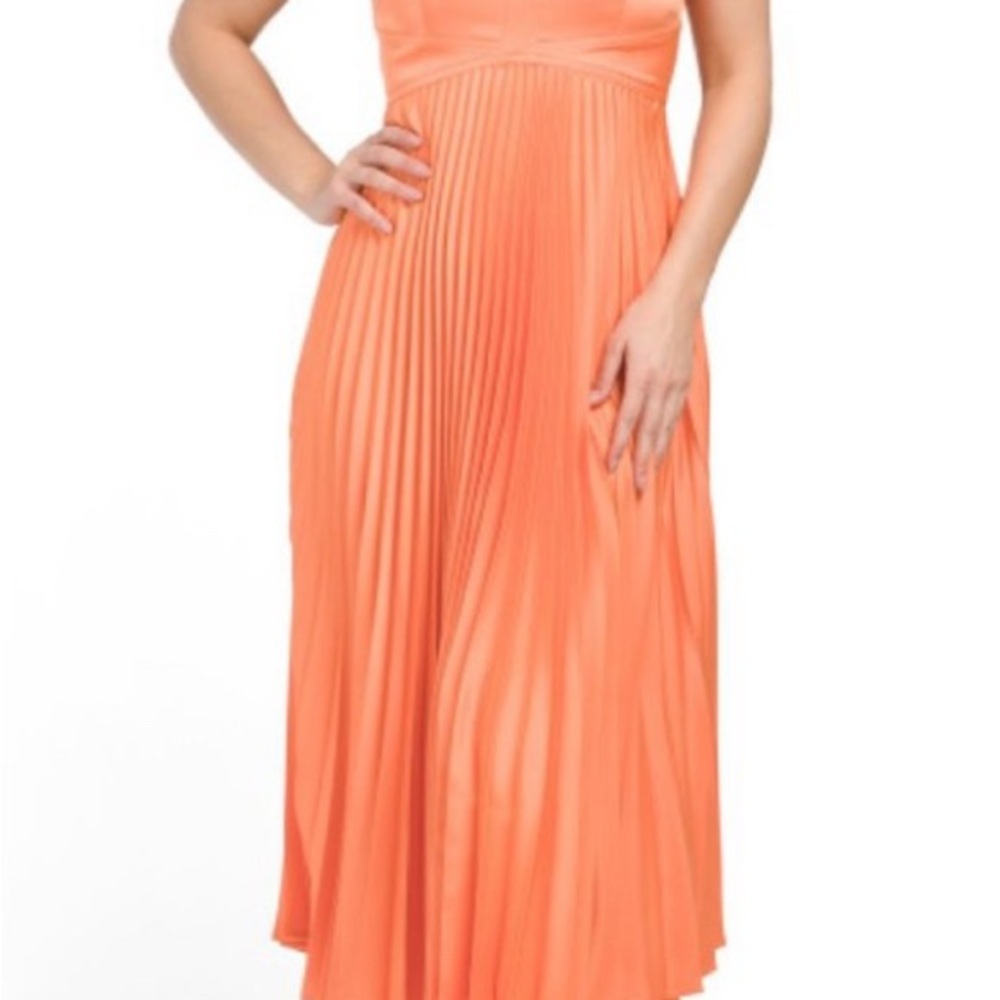 House of Harlow 1960 Satin Midi Dress size S NWT vibrant orange satin